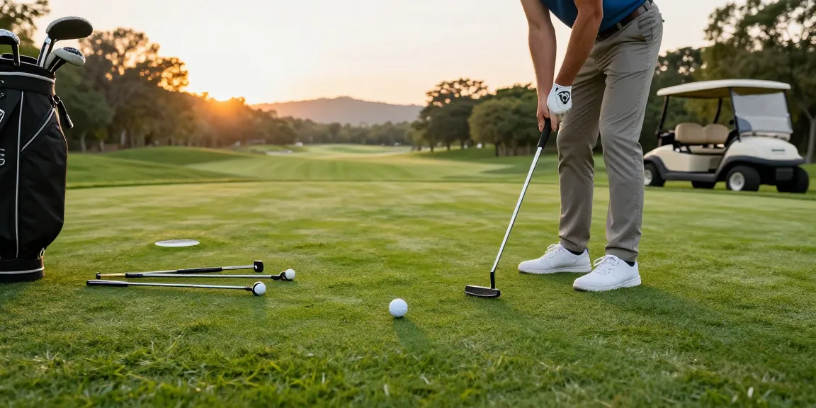Peringkat dan ulasan putter terbaru di https://puttperfection.com/putter-reviews oleh golfer di lapangan golf, menunjukkan proses bermain dan peralatan.